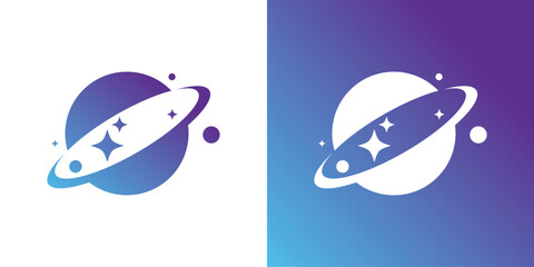 Dual meaning logo combining a planet and star, symbolizing exploration, vision, innovation, and limitless future potential with a modern identity. ©  Jagat_Aji
