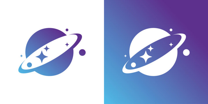 Dual meaning logo combining a planet and star, symbolizing exploration, vision, innovation, and limitless future potential with a modern identity.