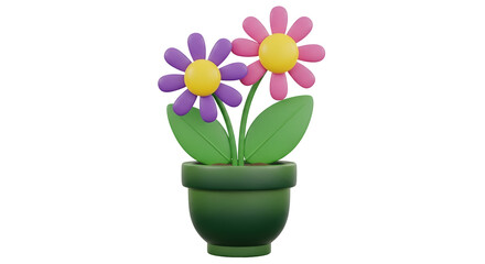 Obraz premium Beautiful flowers in green pot