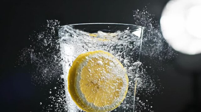 Tall drinking vessel filled with carbonated liquid showing numerous rising bubbles against a dark background