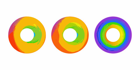 Obraz premium colorful circular shapes arranged in a row against a white background