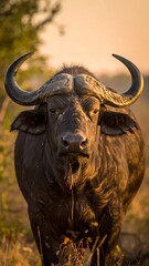 African Buffalo Portrait - Majestic Wildlife in Natural Habitat.