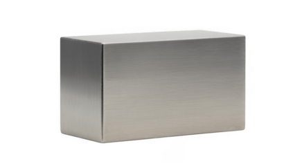 Brushed silver metal cube isolated on a transparent background