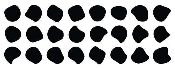 Organic shape round form set. Liquid organic blob. Random blob circles icon set. Isolated on a white background.  Soft round oval pattern background. Vector illustration.  © Gfxgner