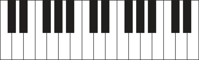 Realistic Piano Keys Vector Illustration.  Musical Keyboard Background with Black and White Notes, Classic Instrument Detail for Music Education and Concert Promotion © Sahajahan