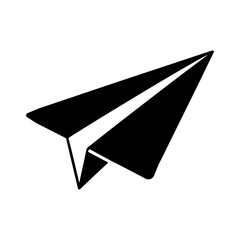 Black paper airplane isolated on transparent background
