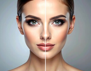 Beauty Transformation - Before and After Makeup Look for a Woman.
