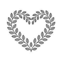 Heart shape border made of laurel leaves symbolizing victory love success achievement and classic elegance
