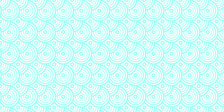 seamless pattern with circles blue overlap swirl fabric vector overlapping textile background.