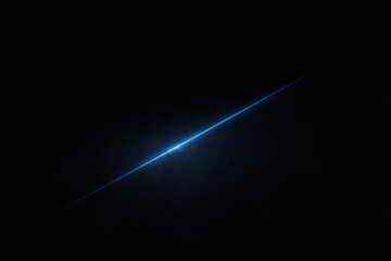 Minimal Futuristic Blue Energy Slash On Black Background Abstract Sci-Fi Light Beam With Blue Neon Glow
