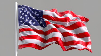 Obraz premium A vibrant and detailed image of the American flag waving against a plain background