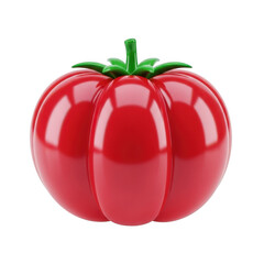 Vibrant Red Tomato with Green Stem Isolated on White Background
