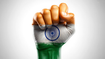 Happy Republic Day Creative Poster Featuring Indian Flag, hand golden victory on white background 