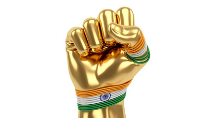 Happy Republic Day Creative Poster Featuring Indian Flag, hand golden victory on white background 
