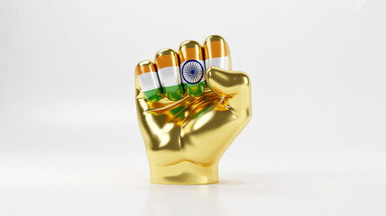 Happy Republic Day Creative Poster Featuring Indian Flag, hand golden victory on white background 