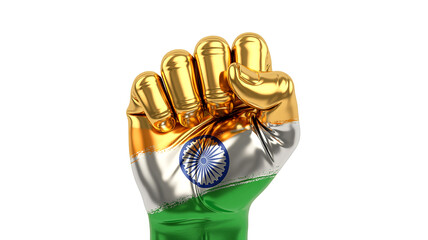 Happy Republic Day Creative Poster Featuring Indian Flag, hand golden victory on white background 