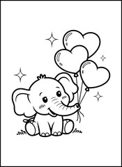Fototapeta premium Cute Valentine Coloring Pages for Kids | Adorable Valentine-themed coloring pages designed for kids, featuring cute characters and heart elements for fun and creative holiday activities.