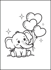 Fototapeta premium Cute Valentine Coloring Pages for Kids | Adorable Valentine-themed coloring pages designed for kids, featuring cute characters and heart elements for fun and creative holiday activities.