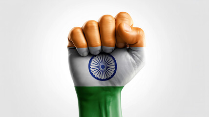 Indian Tricolor Alive in Saffron, White, and Green: A Raised Fist Standing as a Timeless Symbol of Patriotism and Resistance