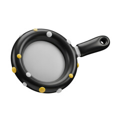 3D Rendered Black Frying Pan with Yellow and White Dots