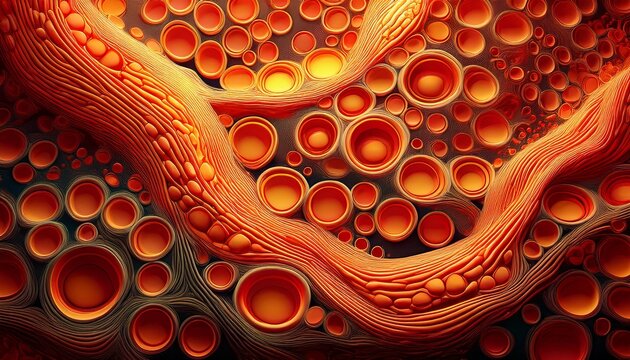 microscopic cells orange red - Powered by Adobe