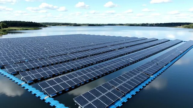 Floating Solar Panels on Water.