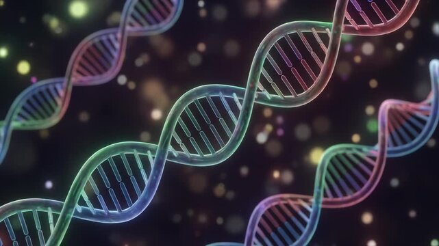 Colorful DNA Helix Structure with Abstract Background for Science and Genetics Concepts