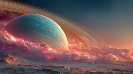 Sci fi fantasy planet surreal landscape