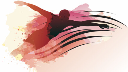 Dynamic motion concept with abstract body in red and pink hues on white background