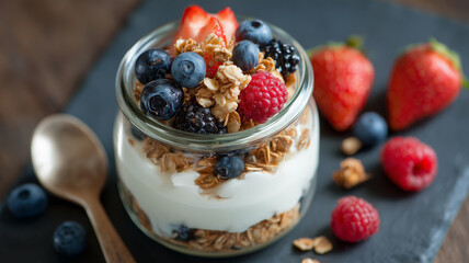 Greek yogurt with berries and granola