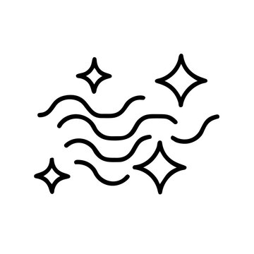 Magic Wind Sparkle Icon - Wavy Lines and Stars Dreamy Outline Vector