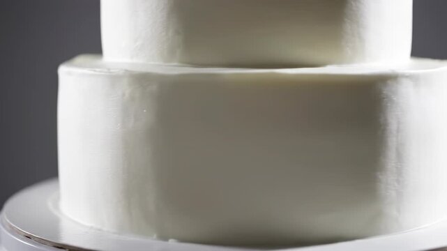 Wedding Cake: A two-tiered wedding cake, its pristine white frosting smooth and elegant, embodies the purity and sweetness of a loving union, an essential element for a memorable celebration.