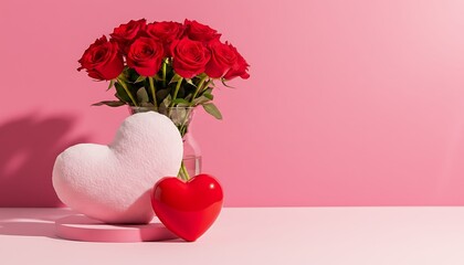 Minimal valentine background with copy space for romantic messages and heartfelt gifts