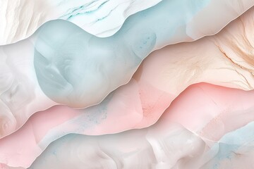 Shapes in soft pastel colors blend together to create a sense of emotional connection. This art display is designed for viewers to engage and interpret the forms