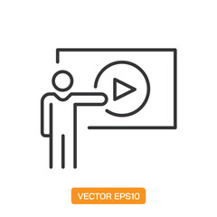 Fototapeta premium E-Learning Icons. Thin Line Symbol Elements Collection.