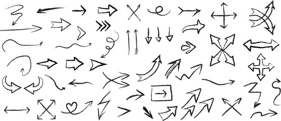 Fototapeta premium Doddle arrow set, collection of hand-drawn arrows, vector set.