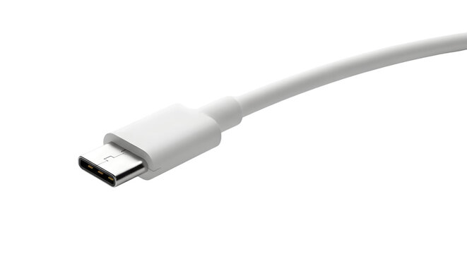 Usb c cable connector isolated on transparent background