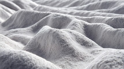 Soft white powder forms hills and valleys in a textured pattern indoors during daylight hours