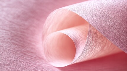 Crafting with pink paper in a creative workspace with rolled and folded sheets on a flat surface