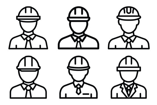 subcontractor management outline vector icon set. construction simple outline isolated icons collection.Vector flat graphic design illustration.