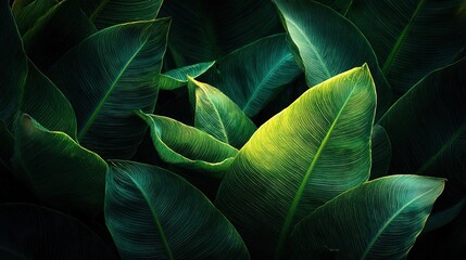Green leaves form a natural pattern with light shining through during daytime in a garden or forest setting