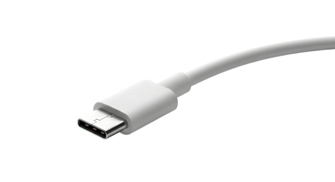 Usb c cable connector isolated on transparent background - Powered by Adobe