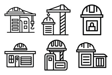 Fototapeta premium construction completion outline vector icon set. construction simple outline isolated icons collection.Vector flat graphic design illustration.