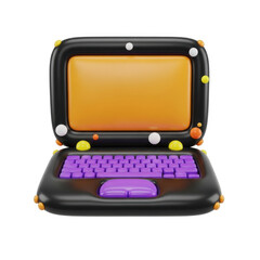 Colorful Cartoon Laptop with Orange Screen and Purple Keyboard