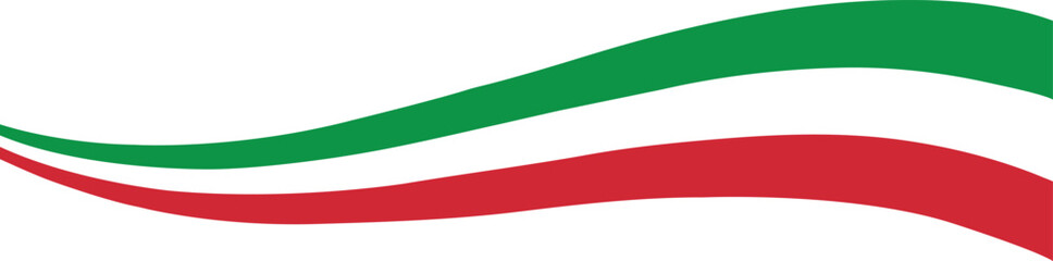 Obraz premium Abstract Wavy Italian Flag Ribbon - Green White and Red Curved Stripes Banner Vector Illustration