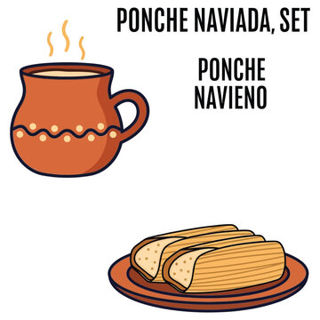 Traditional ponche navideno set mexican culture Vector