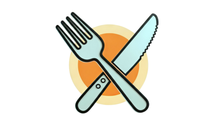 Crossed Fork and Knife with Orange Circle