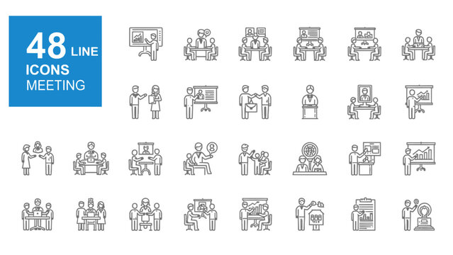 Collection of 48 line construction method icons for various applications