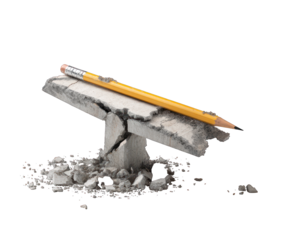 Pencil Supporting Heavy Concrete Block Symbol Of Creativity