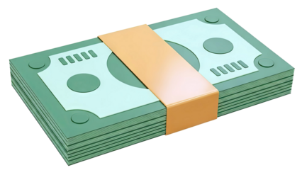 Stack of cartoon money with a band